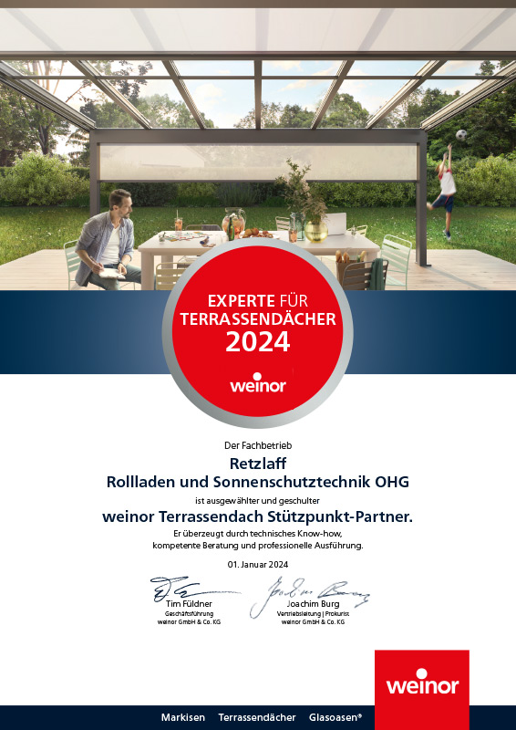 Top Team Urkunde Terrassendach-Experte Retzlaff